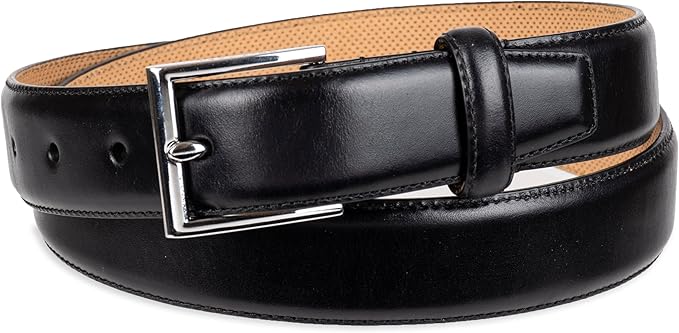 Cole Haan Men's Black Leather Dress Belt - Classic Style With Polished Buckle for Work Or Formal Wear