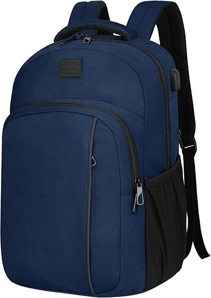 LARIPOP Carry On Backpack for Airplane, 17.3 Inch Laptop Backpack with USB Charging Port, Water Resistant Business Travel Backpack, Lightweight College School Bookbag Anti Theft for Men Women, Blue