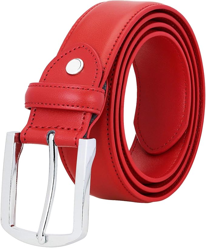 Falari Men Genuine Leather Casual Dress Belt With Single Prong Buckle, Classic Style Belt