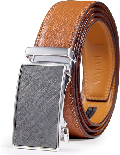 VATAN Men's Belt Leather Ratchet Belt for Men Dress Casual Every Day with Adjustable Buckle, Trim to Fit