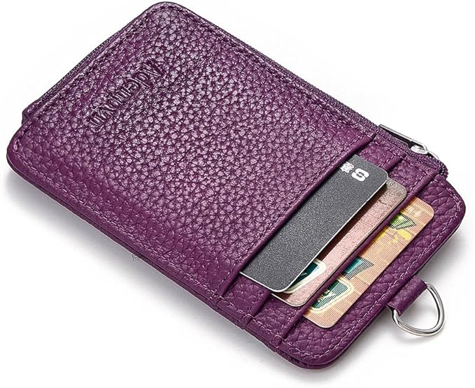 Badge Holder – Genuine Leather ID Badge Holder with Zipper Pocket and Nylon Lanyard – Perfect for Badges, Cards, and More