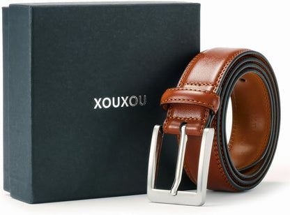 XOUXOU Men's Casual Leather Jeans Belts Classic Work Business Dress Belt with Prong Buckle for Men