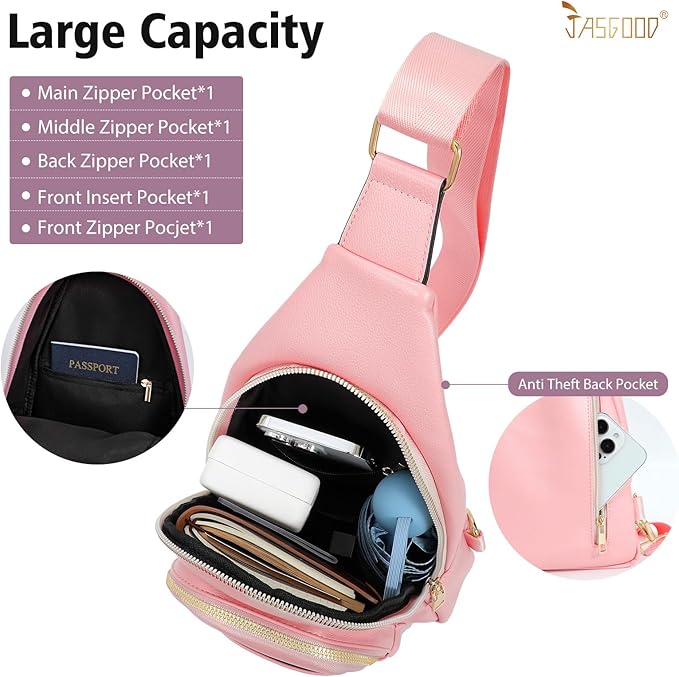 Sling Bag for Women Crossbody Leather Fanny Packs Chest Bag Fashion Sling Backpack Travel JASGOOD