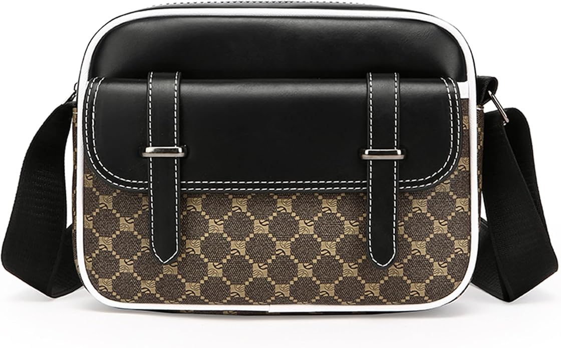 Crossbody Bag for Mens, Pu leather Cross Body Purse, Multi Pocket Shoulder Bag Messenger Bag for Travel Work Daily
