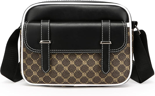 Crossbody Bag for Mens, Pu leather Cross Body Purse, Multi Pocket Shoulder Bag Messenger Bag for Travel Work Daily
