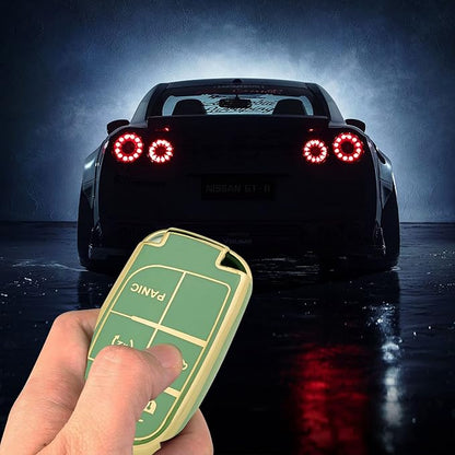 XIYANG TRADE for Jeep Key Fob Cover with Keychain, Soft TPU Key Case Shell Full Protection Suitable for Jeep Grand Cherokee Renegade Compass Durango Charger Dodge Challenger (Green)