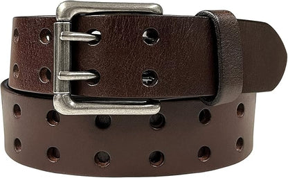 Ben Antique Twin Roller Buckle Vintage One-Piece 100% Leather Jean Belt 1-1/2" Wide