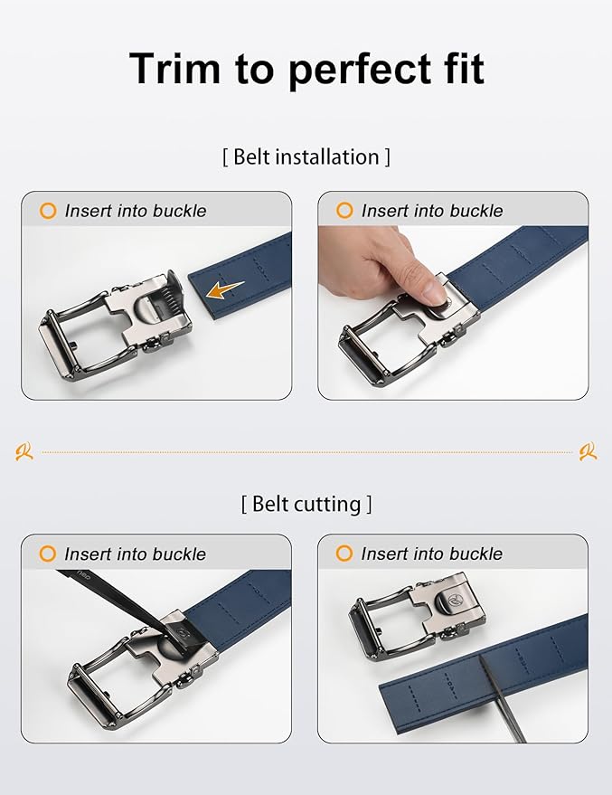JUKMO 1.5" (38mm) Leather Ratchet Belt for Men in Gift Box