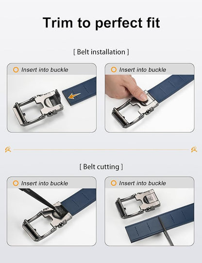 JUKMO 1.5" (38mm) Leather Ratchet Belt for Men in Gift Box