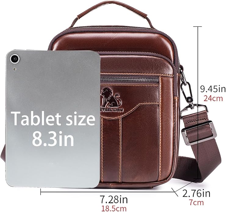 Premium Leather Men's Crossbody -Organized Storage & Durable,Stylish for Daily Carry