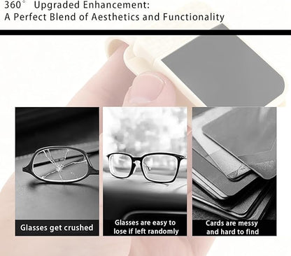 Car Visor Organizer, ABS Sunglasses Holder Clip with Document & Card Pockets, Multi-Pocket Sun Visor Storage for Truck SUV Van (White)
