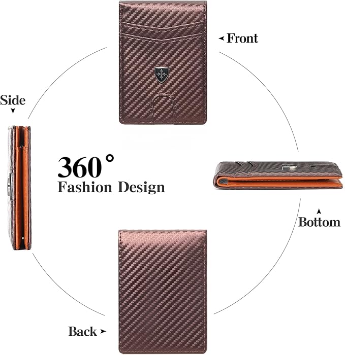 Mens Wallet Leather Credit Card Holder Slim Bifold RFID Blocking Front Pockets Minimalist Wallets for Men with ID Window
