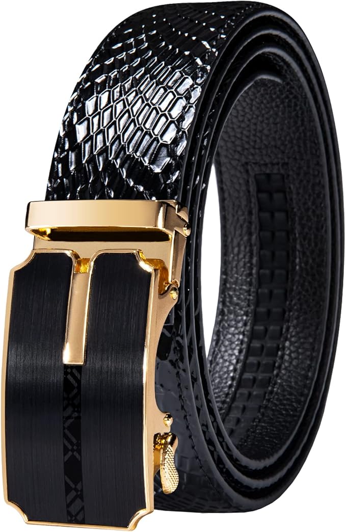 Dubulle Men's Ratchet Belt Gold/Black/Red/Green/Blue/White Automatic Buckle Business Casual Belt Gift - Adjustable Fit