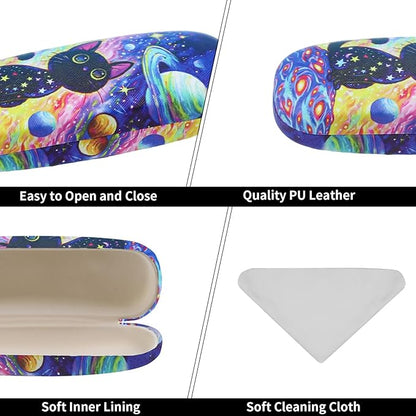 PERFECTSIGHT Hard Shell Eyeglasses Case, PU Leather Protective Glasses Case, Cute Eyeglass Case for Women Men Girls