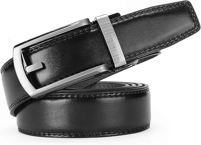 Men's Belt, Leather Ratchet Belt For Men's Dress 3.0cm,1 1/8" Size Adjusted Automatic Buckle