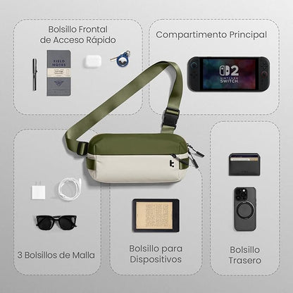 tomtoc Compact EDC Sling Bag 3L-10L, Minimalist Crossbody Bag Chest Shoulder Pack for Men Women, X-pac/Recycled Polyester