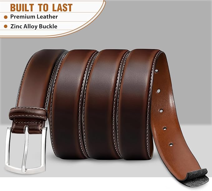 Men's Belt Genuine Leather Belt for Men Dress Casual Golf Jeans Pants 1 3/8"