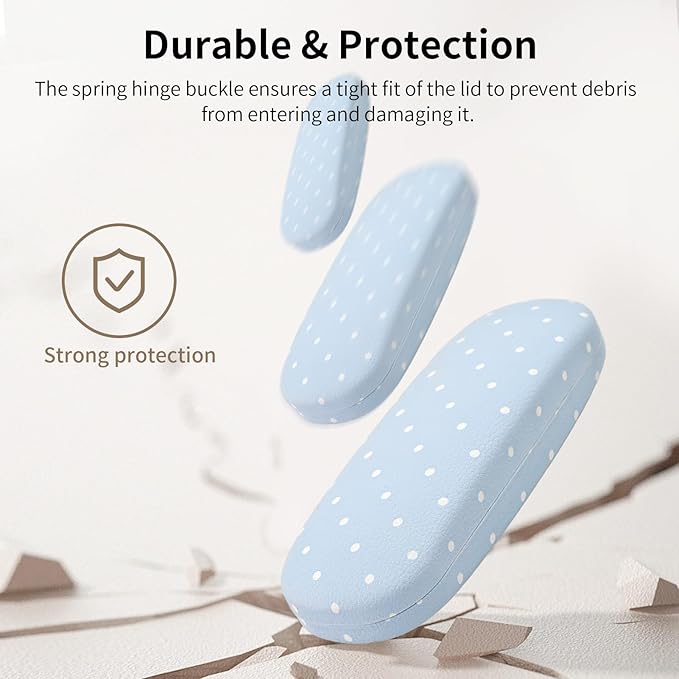 Glasses Case Hard, Cute Sunglasses Case for Women Leather Protective Case for Eyeglass with Cleaning Cloth