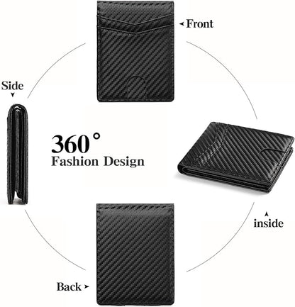 Leather Wallet for Men RFID Blocking Bifold Minimalist Pocket Men Wallet With 2 ID Window
