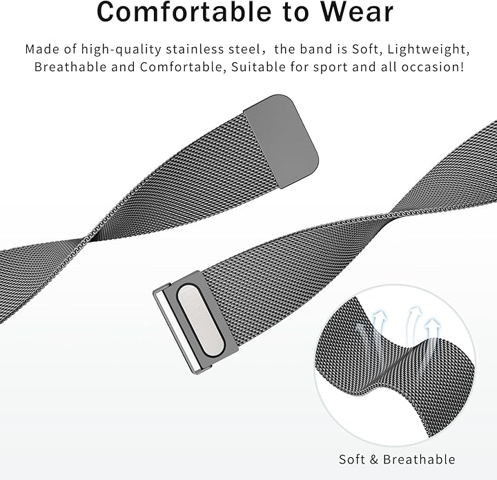 Vanjua 20mm 22mm Watch Band for Women Men, 20mm 22mm Quick Release Stainless Steel Metal Mesh Loop Adjustable Magnetic Replacement Wristbands Straps Bands