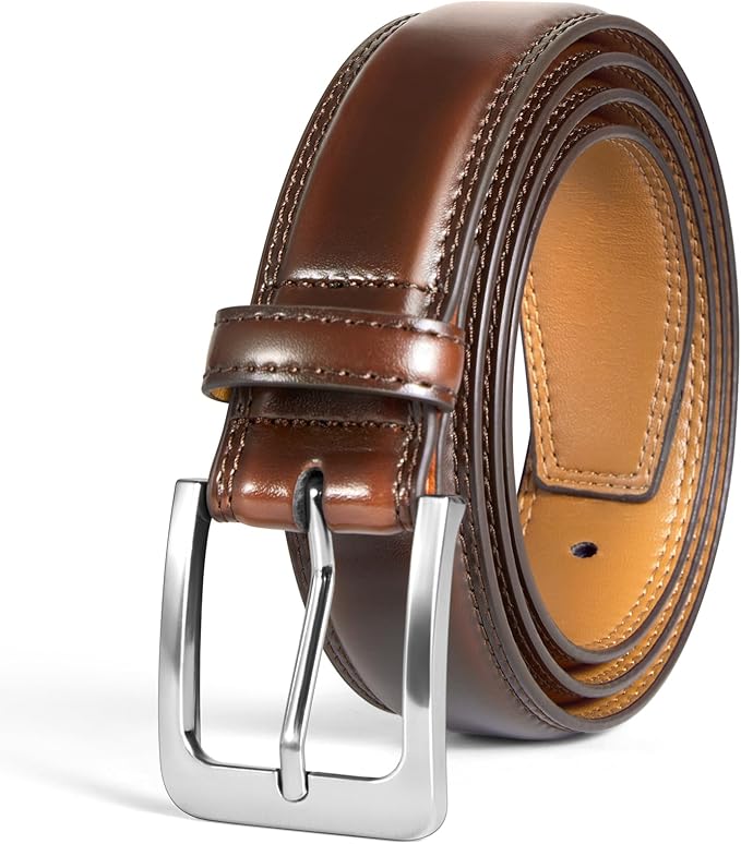 VATAN Men's Genuine Leather Dress Belts, Handmade Classic Every Day Leather Jeans Belt for Men Work Business Casual