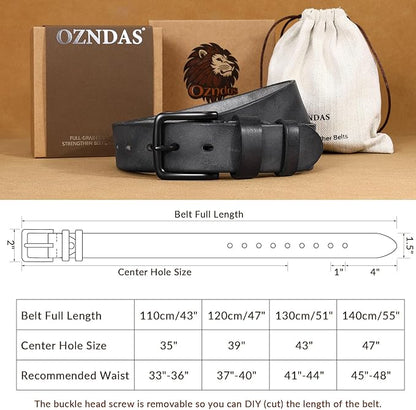 Men's Leather Belt Full Grain Leather Belts for Men Handmade Real Solid Top-Grain Leather Heavy-Duty Work Belt Gifts