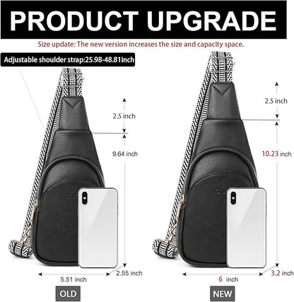CLUCI Small Sling Bag for Women, Vegan Leather Fanny Pack Crossbody Bags for Women, Chest Bag With Guitar Strap