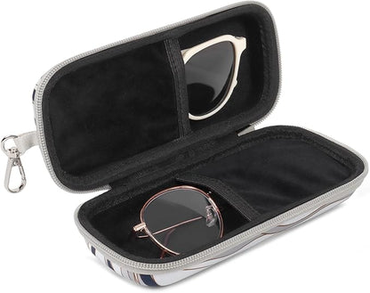 Double Eyeglasses Case Hard Shell Dual Sunglasses Organizer with Zipper Closure Travel Eyewear Storage for Vehicle
