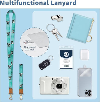 Lanyard Wallet with Id Badge Holder, Elephant RFID Small Keychain Wallet Women Wristlet, Cute Zipper Credit Card Holder Phone Wrist Neck Strap for Key Name Tag, Teacher Student Office Gifts