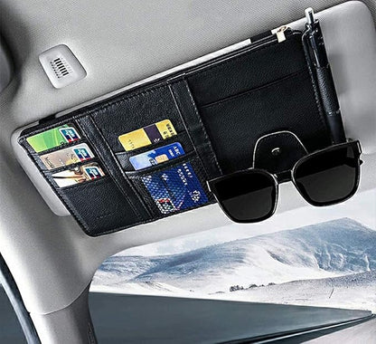 Car Visor Organizer, Auto Interior Accessories, Car Truck SUV Storage Pouch Holder, with Multi-Pocket Net Zipper (Black)