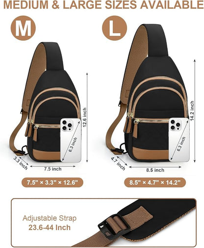 Capolo Sling Bag for Women Men Waterproof Crossbody Bags for Women Trendy Casual Fanny Pack with Convertible Shoulder Strap Chest Bag for Travel Hiking(Black, Large)