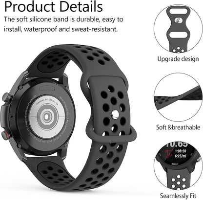 Meliya 20mm 22mm Watch Bands Quick Release Replacement Wristband, Soft Silicone Bands Breathable Sport Replacement Straps for Men Women