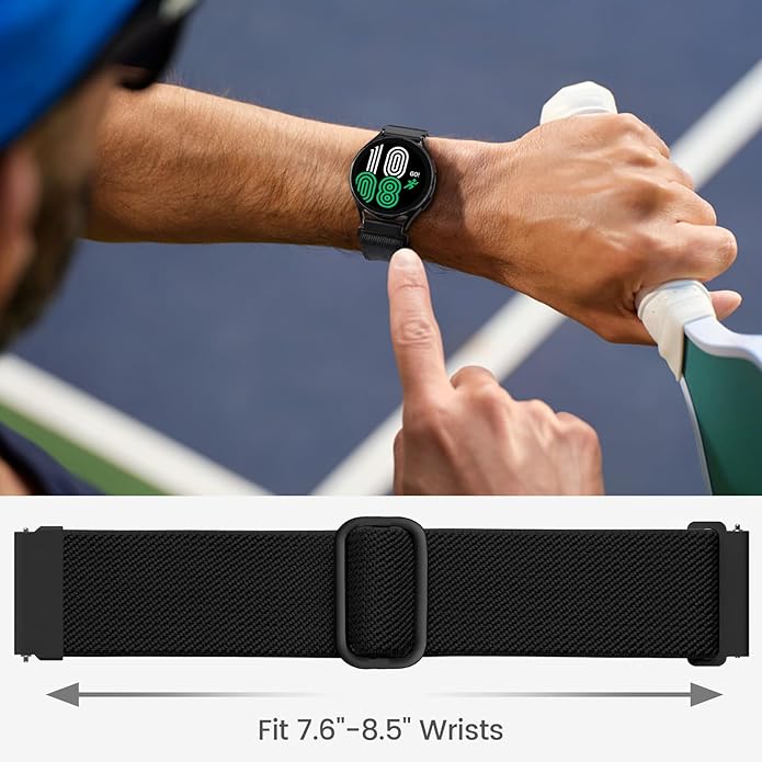 Stretchy Bands Compatible with Samsung Galaxy Watch 7 6 4 5 Band 40mm 44mm/Watch 6 4 Classic 47mm 43mm 42mm 46mm/5 Pro/FE/Active 2, 6 Pack 20mm Nylon Sport Strap for Galaxy Watch 7 Band Women Men