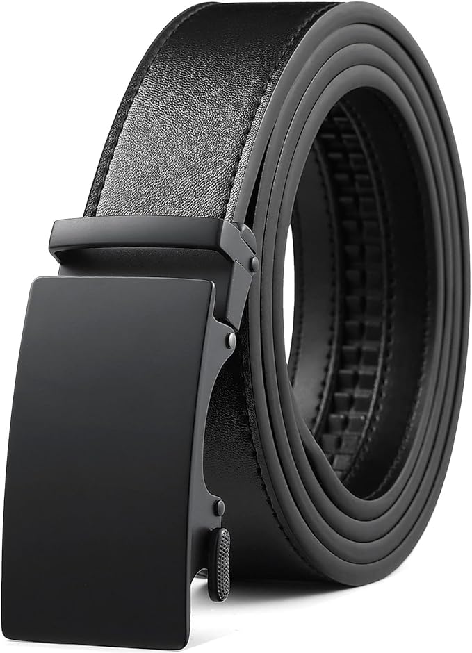 Founders & C Men's Ratchet Belt 1 3/8",Leather Dress Belt Adjustable with Click Sliding Buckle Trim to Exact Fit