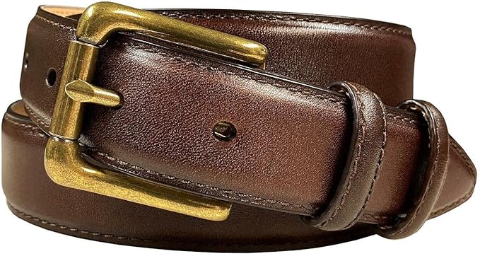 Adam Gold Men's Genuine Full-Grain Cowhide Leather Dress Belt 1-1/8"(30mm) Wide Polished Buckle