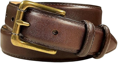 Adam Gold Men's Genuine Full-Grain Cowhide Leather Dress Belt 1-1/8"(30mm) Wide Polished Buckle