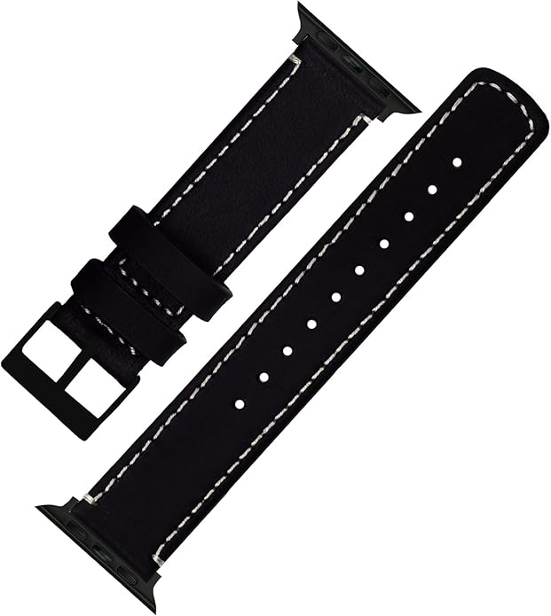 BARTON WATCH BANDS - Top Grain Leather Watch Bands Compatible with Apple Watch Models - 1, 2, 3, 4, 5, 6, 7, 8, 9, 10, SE, Ultra & Ultra 2