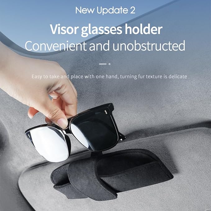 Sunglasses Holder for Car Sun Visor, Magnetic Closure Suede Vehicle Eyeglasses Holder Protective Box Clip, Automotive Glasses Storage Organizer, Universal for Truck, SUV, RV(Red)