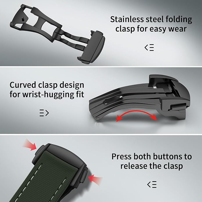 ULLCHRO Watch Strap Watch Band 20mm 22mm Man Waterproof Quick Release Bands Sport Replacement Strap Soft FKM Rubber Watchband