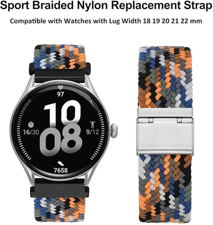 WOCCI 20mm Braided Nylon Watch Band for Men and Women, Quick Release, Silver Stainless Steel Buckle (Camo)