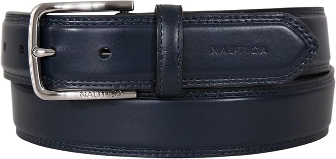 Nautica Men's Dress Leather Belt for Suits and Pants | Classic | Business | Fashion | Adjustable | Metal Buckle