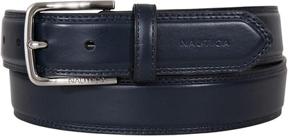 Nautica Men's Dress Leather Belt for Suits and Pants | Classic | Business | Fashion | Adjustable | Metal Buckle