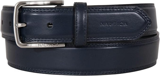 Nautica Men's Dress Leather Belt for Suits and Pants | Classic | Business | Fashion | Adjustable | Metal Buckle