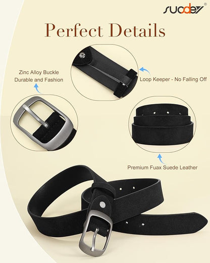 SUOSDEY Women Belts For Jeans Dresses Pants Ladies Leather Waist Belt with Elegant Buckle, Width 1.3"