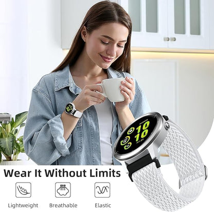 GEAK Stretchy Nylon Watch Bands Compatible with Garmin Venu Sq/Venu Sq 2/Venu 2 Plus, 20mm Loop Elastic Fabric Straps Compatible for Garmin Vivoactive 5 / Vivoactive 3 /Vivoactive 6 Women Men