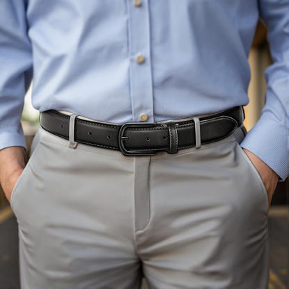 BULLIANT Men Belt-Leather Belt 7 Holes Comfortable for Men Dress Casual Jeans 1 3/8"
