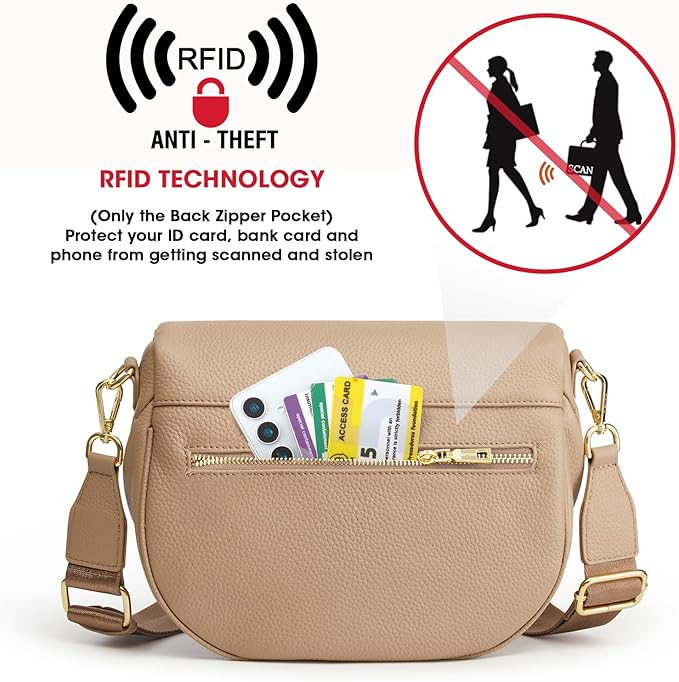Kattee Crossbody Bag Bum Bags for Women, Leather Fanny Packs Belt Bag, Spacious Sling Purses for Women with RFID Blocking, Tan