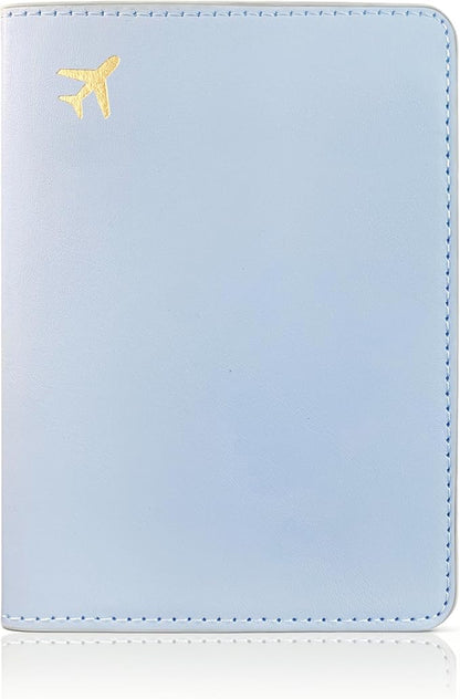 Passport Holder for Travel Essentials,RFID Blocking Passport Cover Case for Travel Accessories,Travel Wallet for Women Men (Light Blue)