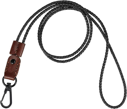 Badge Holder Vertical Handmade Leather ID Card Badge Holder Keychain with Heavy Duty Lanyard for Men Women (Coffee Leather)
