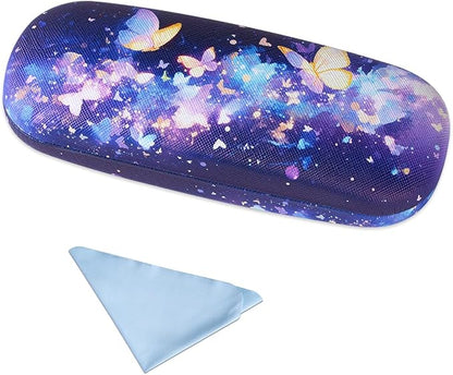 PERFECTSIGHT Hard Shell Eyeglasses Case, PU Leather Protective Glasses Case, Cute Eyeglass Case for Women Men Girls